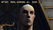 The Swordmaster's face before and after upscaling