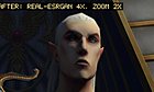 The Swordmaster's face before and after upscaling