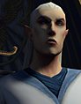 The Swordmaster's face before and after upscaling